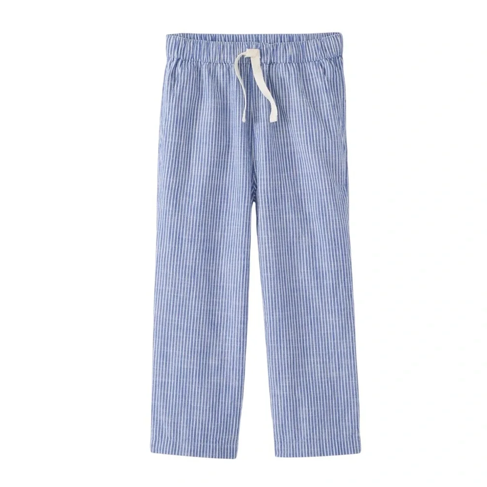 Hanna Andersson Cotton Blue‎ White Stripe Elastic Waist Pants 12-18 Months